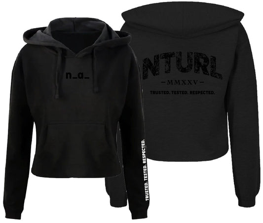n_a_ WOMAN'S CROPPED HOODIE - BLACK/BLACK (DESIGN 2)