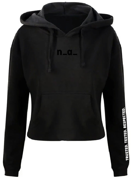 n_a_ WOMAN'S CROPPED HOODIE - BLACK/BLACK (DESIGN 2)